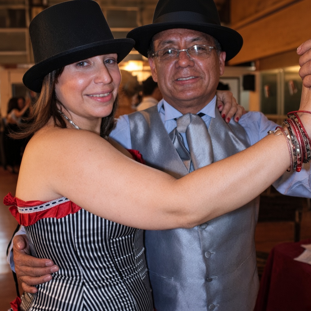 Carola San Martín y Ronaldo Aguilar bailando